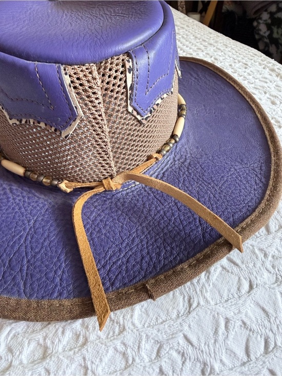 Sabbatini Sierra Leather Hat Purple Brown Mesh Western Women’s Med USA main image 4